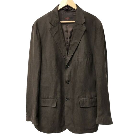 Tre Vero Sport Coat Mens XL Aux Casino Blazer Brown Silk Linen - Picture 1 of 9